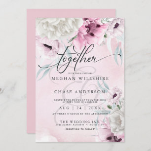 Invitation Floral rose Mariage rustique