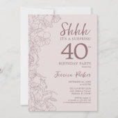 Invitation Floral rose mauve Surprise 40e anniversaire (Devant)