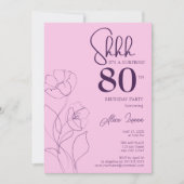 Invitation Floral rose mauve Surprise 80e anniversaire (Devant)