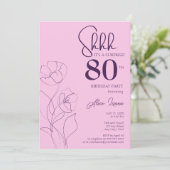 Invitation Floral rose mauve Surprise 80e anniversaire (Debout devant)