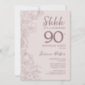 Invitation Floral rose mauve Surprise 90e anniversaire (Devant)