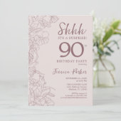 Invitation Floral rose mauve Surprise 90e anniversaire (Debout devant)