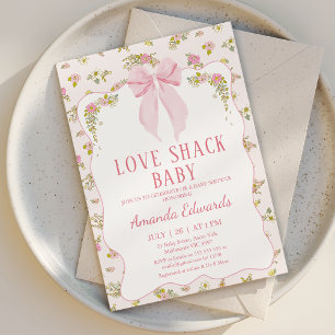 Invitation Floral rose minuscule Bow Love Shack Baby shower b