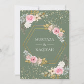 Invitation Floral rose moderne Mariage musulman musulman musu (Dos)