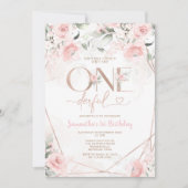 Invitation Floral rose n'est-elle pas magnifique premier anni (Devant)