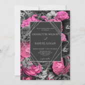 Invitation Floral rose noir | Moderne Chic Floral Mariage Inv (Devant)