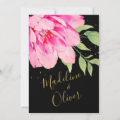 Invitation Floral rose Noir Or moderne Chic Rose Mariage (Dos)
