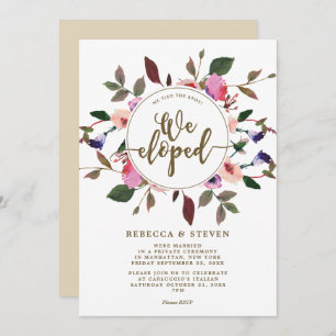 Invitation floral rose nous avons noué le noeud que nous avon