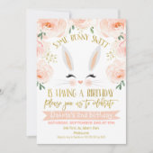 Invitation Floral rose Or Bunny Visage Anniversaire Invitatio (Devant)