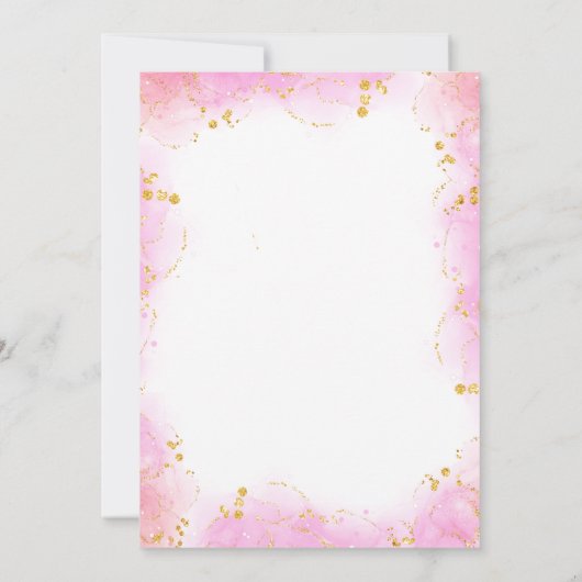 Invitation Floral rose or Parties scintillant papillon 1er an (Dos)