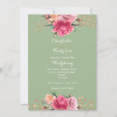 Invitation Floral Rose or rose Rose Mariage de luxe (Devant)
