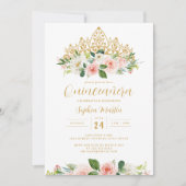 Invitation Floral rose or Tiara Quinceanera (Devant)