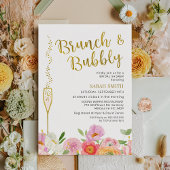 Invitation Floral rose orange Brunch Fête des mariées mousseu