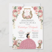 Invitation Floral rose Ouest Mariachi Charro Quinceañera (Devant)