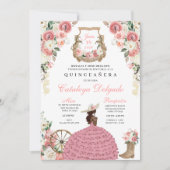 Invitation Floral rose Ouest Mariachi Charro Quinceañera (Devant)
