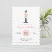 Invitation Floral rose pâle 1er anniversaire (Debout devant)