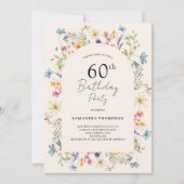 Invitation Floral rose pâle 60e anniversaire (Devant)