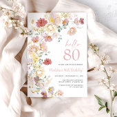 Invitation Floral rose pâle 80e anniversaire