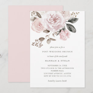 Invitation Floral rose pâle   Aquarelle Mariage Brunch