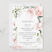 Invitation Floral rose pâle et Eucalyptus doux 16 2B (Devant)