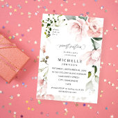 Invitation Floral rose pâle et Eucalyptus doux 16 2B