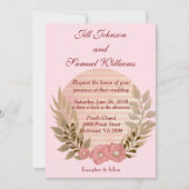 Invitation Floral rose pâle mariage (Devant)