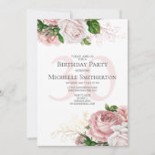 Invitation Floral rose pâle Roses blanc 30e anniversaire (Devant)