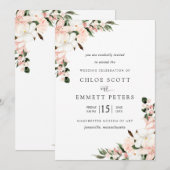 Invitation Floral rose pâle Rustique Floral Mariage (Devant / Derrière)