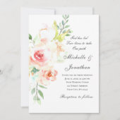 Invitation Floral rose pâle tout en un chrétien Mariage (Devant)