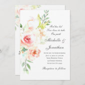 Invitation Floral rose pâle tout en un chrétien Mariage (Devant / Derrière)