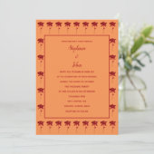 Invitation Floral Rose Patterns Terracotta Orange Wedding (Debout devant)