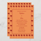 Invitation Floral Rose Patterns Terracotta Orange Wedding (Devant / Derrière)