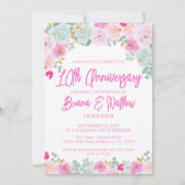 Invitation Floral rose Peach 10e anniversaire de Mariage (Devant)