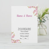 Invitation Floral rose personnalisable (Debout devant)