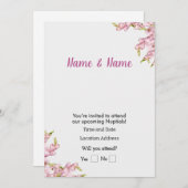 Invitation Floral rose personnalisable (Devant / Derrière)