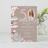 Invitation Floral rose personnalisé Tea Party 50e anniversair (Debout devant)