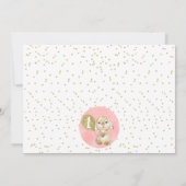 Invitation Floral rose Photo Fluffy Bunny 1er anniversaire (Dos)