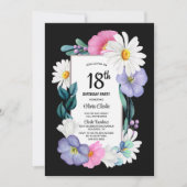 Invitation Floral rose pourpre 18e anniversaire (Devant)