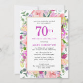 Invitation Floral rose pourpre 70e anniversaire (Devant)