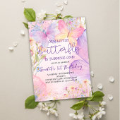 Invitation Floral rose pourpre Notre Petit Papillon Anniversa
