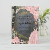 Invitation Floral rose Princess Forest Anniversaire Quinceane (Debout devant)