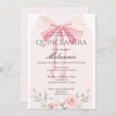 Invitation Floral rose Quinceañera (Devant / Derrière)