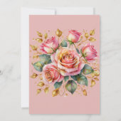 Invitation Floral Rose rose bébé en Fleur Baby shower fille (Dos)