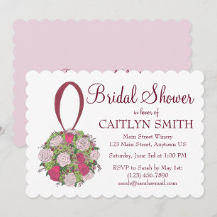 Invitation Floral Rose Rose Bouquet Wedding shower de la mari