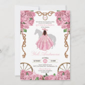 Invitation Floral Rose Rose clair Ouest Charro Quinceanera (Devant)