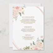 Invitation Floral rose rose en or tout en un Mariage (Dos)