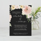 Invitation Floral Rose rose Jaune Aquarelle Couples Douche (Debout devant)