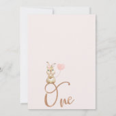 Invitation Floral Rose Rose Or Certains lapin 1er anniversair (Dos)