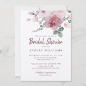 Invitation Floral Rose rose rose Fête des mariées Bourgogne (Devant)