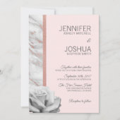 Invitation Floral rose rose rose or Mariage gris huile (Devant)